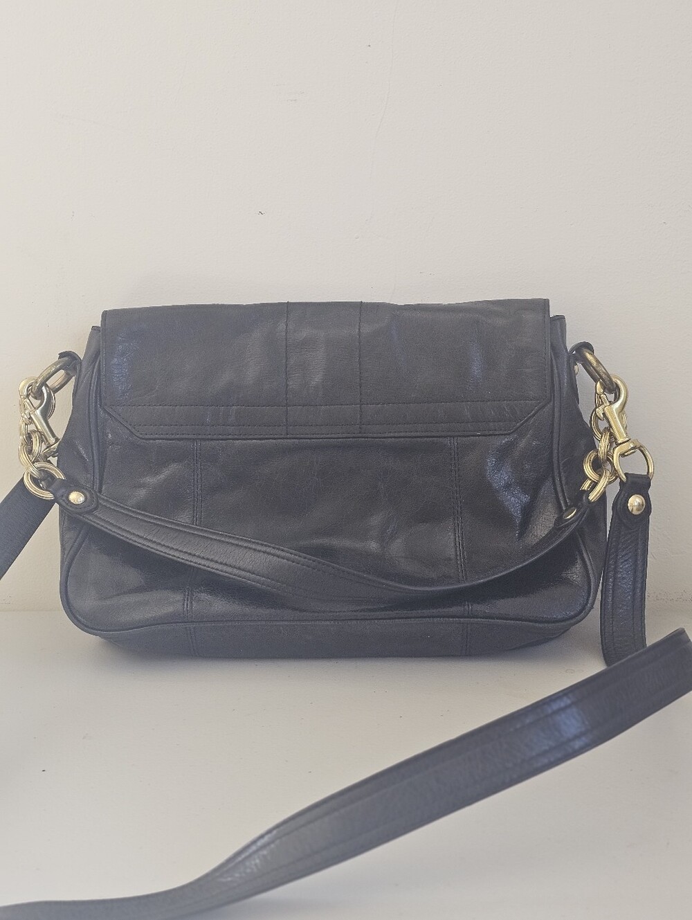Vintage Coach Poppy Leather Pushlock Flap Bag #17925 Black Convertible Crossbody - Picture 5 of 16